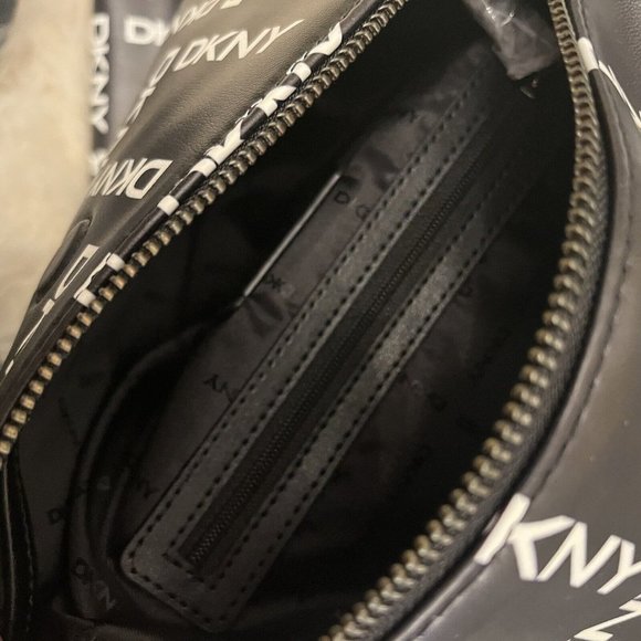 DKNY Tilly Foldover Backpack Graffiti Black White Monogram Large NWT main image 6